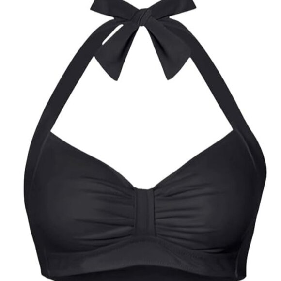 PIN UP GIRL Retro High‎ Waisted Tummy Control Bikini Set Black NEW Large - Picture 3 of 6